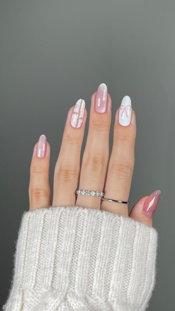 Luxury nude rhinestone minimalist manicure