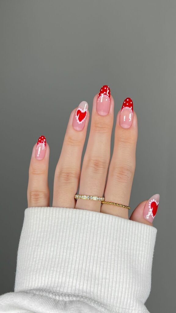 Nude French Nail Art with Rhinestones