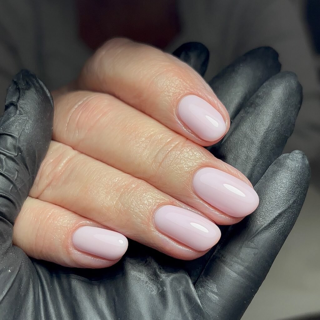 French Nude Glitter Manicure