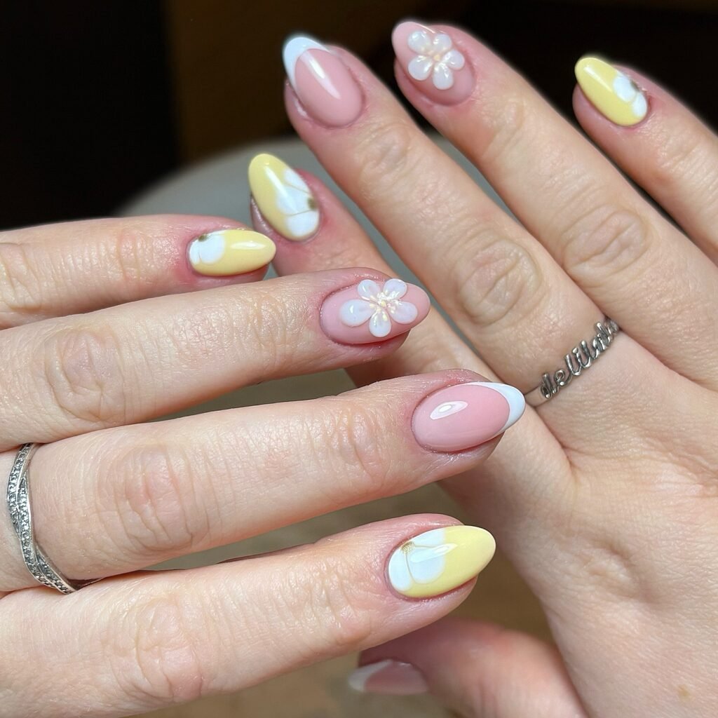 Spring French gradient jelly nail art