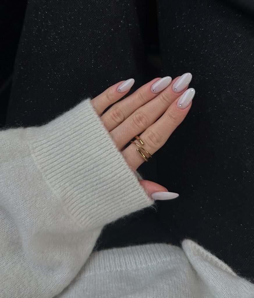 French Jelly Nails with Crystal Studs